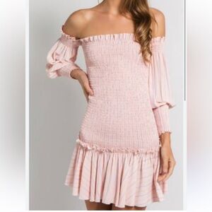 Chic Pink Striped Off-Shoulder Dress